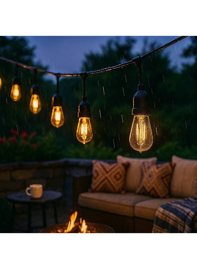 سلك هولدر عقد طول 50 متر اسود نزول 15 سم و 1 لمبة لكل متر مجموع 50 لمبات E27 المطور (إمكانية توصيل عدة عقود ببعضها) - Image 3